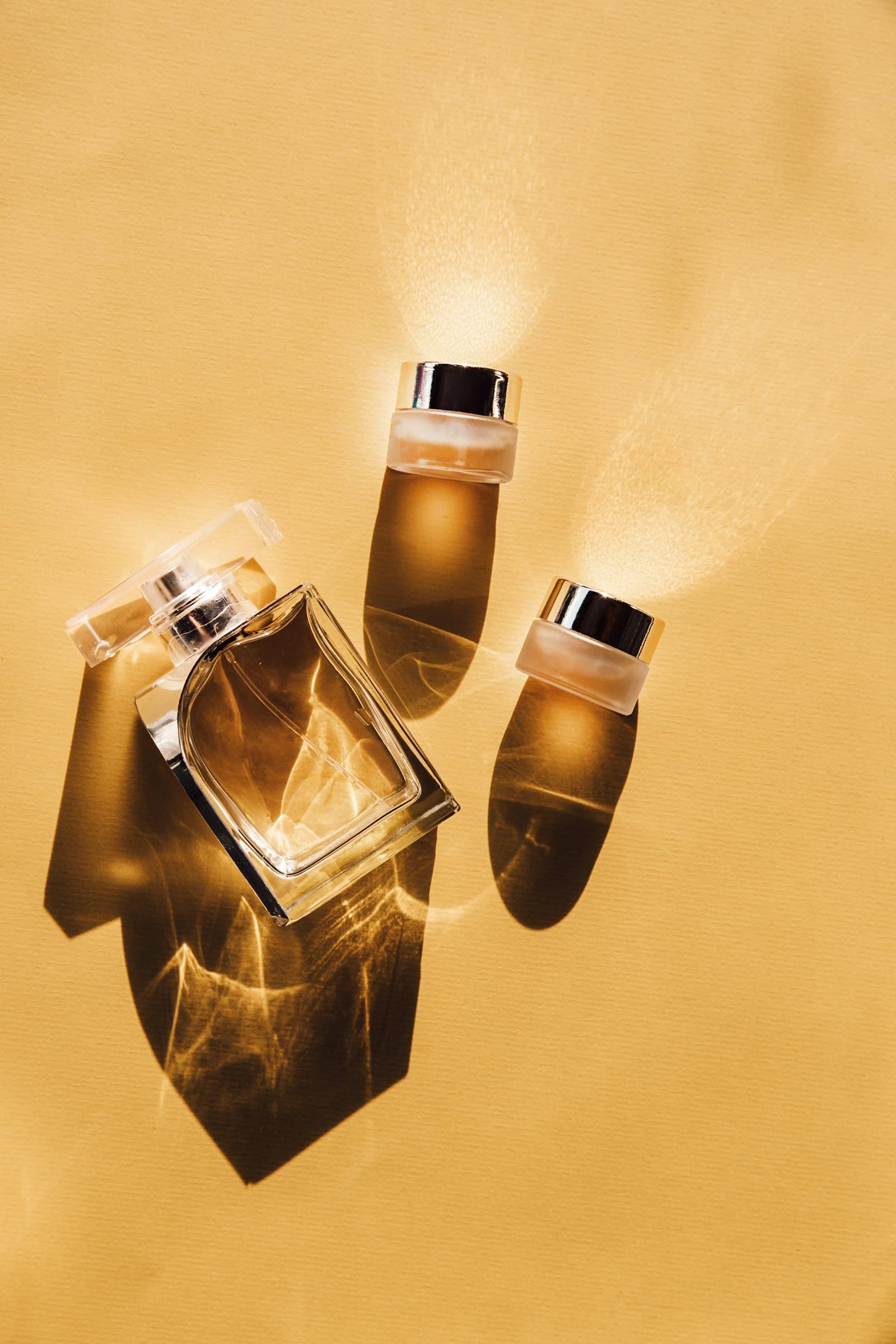 Perfume bottles on stone